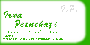 irma petnehazi business card